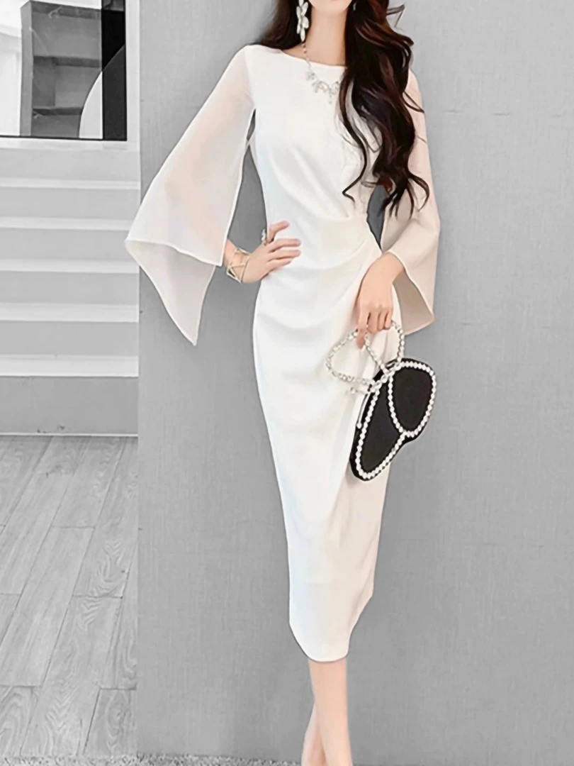 2025春夏法式复古春夏超显瘦连衣裙醋酸连衣裙