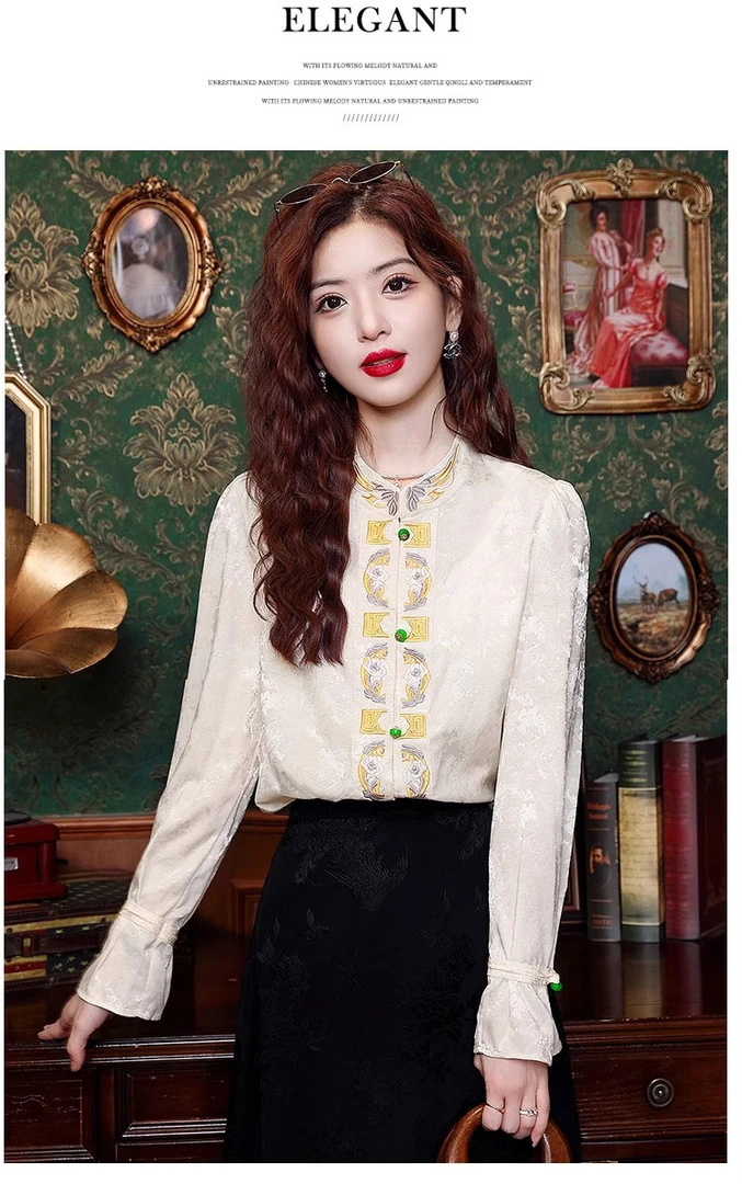 V39 品牌小众设计师高级感气质百搭女装法式宫廷风衬衫连衣裙