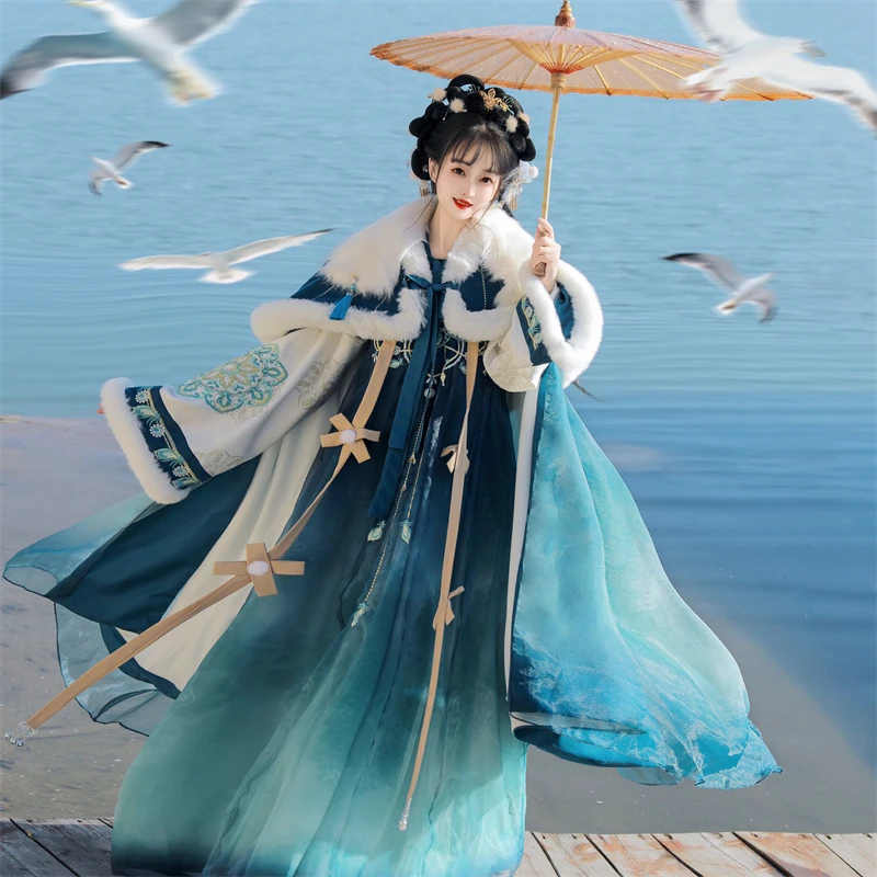 汉旭原创唐制汉服颜如玉齐胸斗篷新款2025冬季披风仙气飘