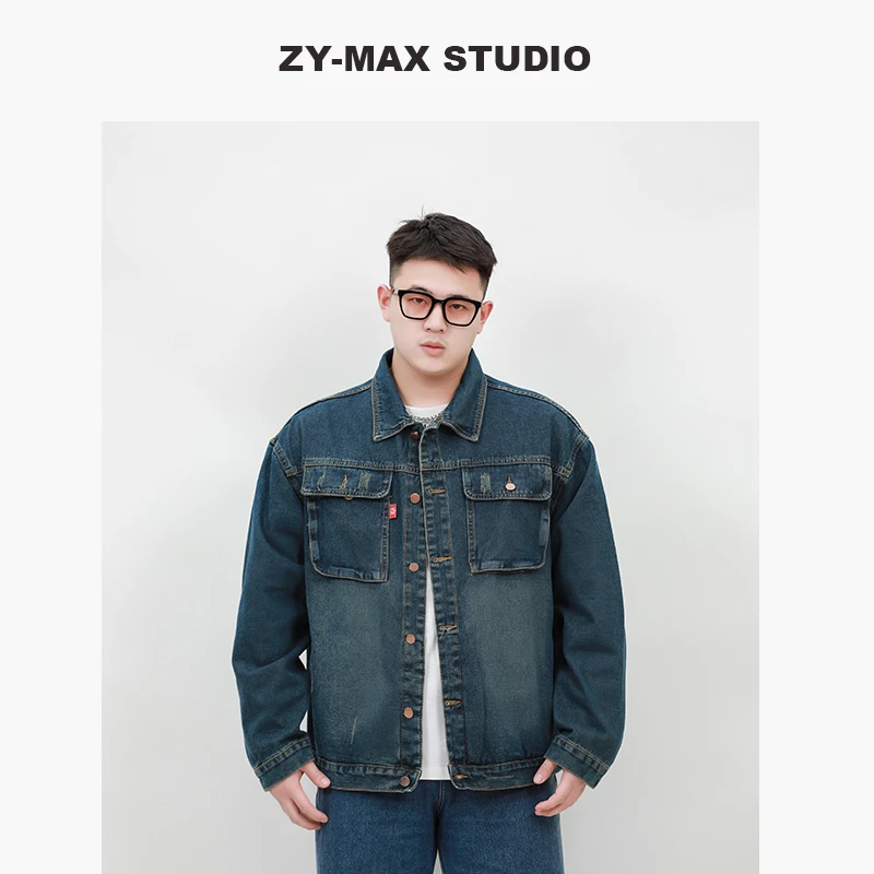 ZYMAX STUDIO 春季新款水洗复古水流行宽松休闲大码夹克牛仔外套