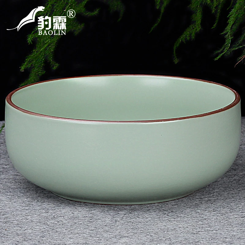 汝窑特大号大号笔洗水盂陶瓷功夫泡茶具配件茶道零配用具洗茶碗