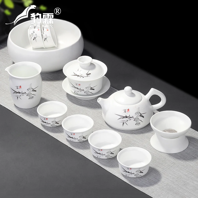 陶瓷功夫茶具套装家用茶杯茶壶简约现代泡茶德化白瓷小套创意
