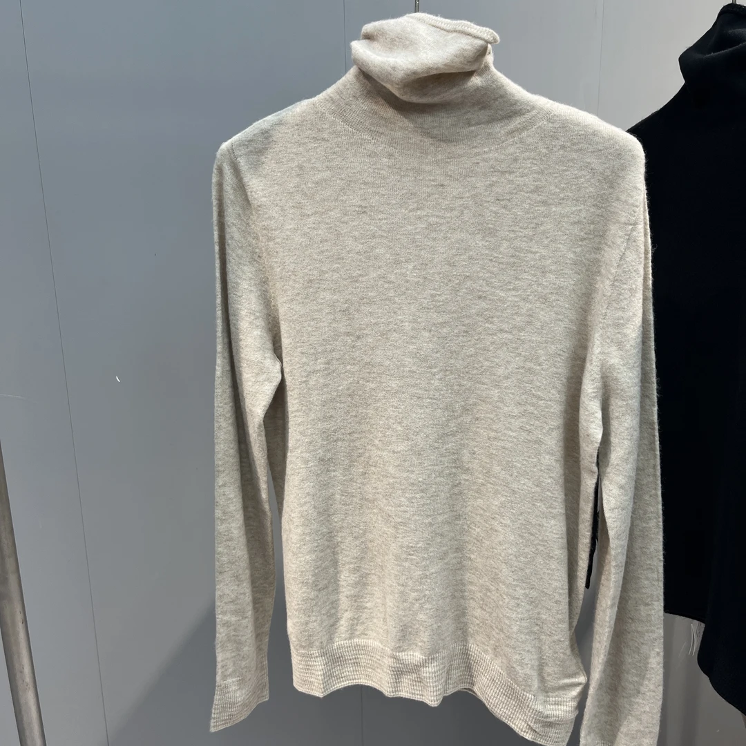 无缝一体羊毛高领针织堆堆领宽松显瘦百搭毛衣打底衫2024秋冬新款