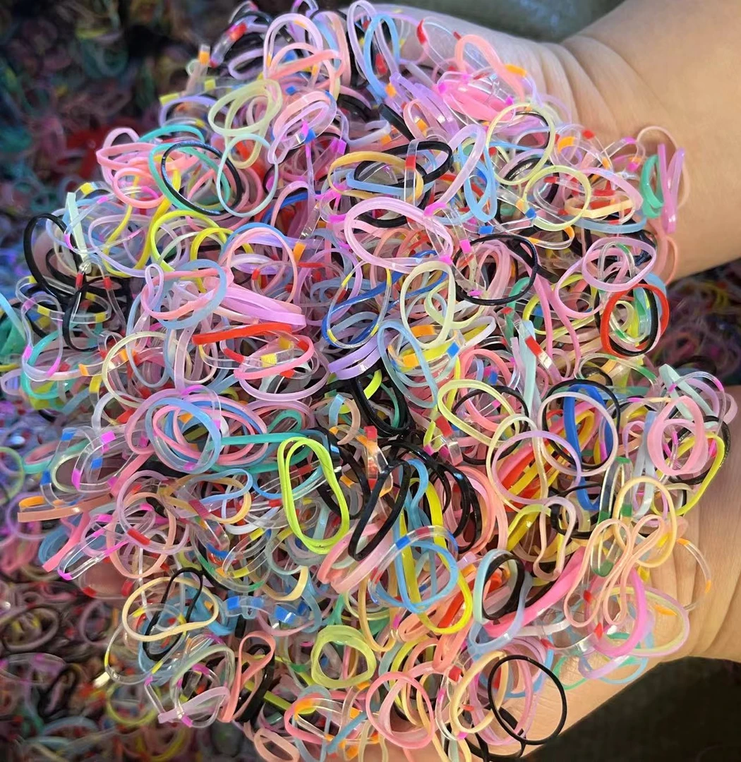 500根颜色随机加厚小圈一次性橡皮筋