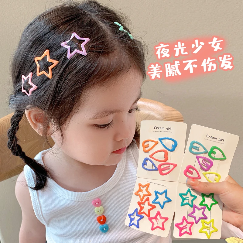 夜光星星水滴发夹彩色发卡儿童会发光的夹子宝宝可爱bb夹小号发饰
