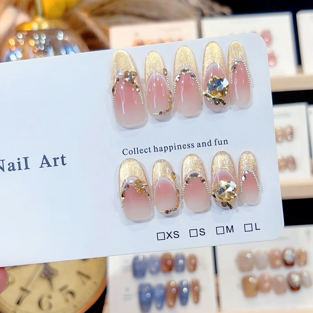 【纸醉金迷】纯手工穿戴甲气质光疗美甲贴指甲贴手指显白