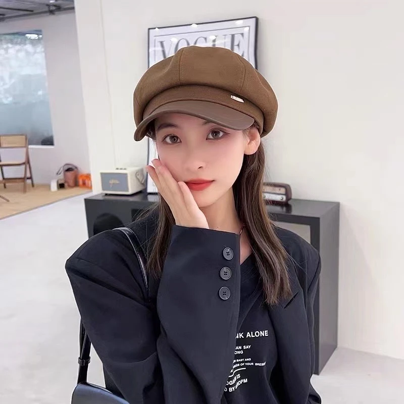 2023新款日系文艺复古贝雷帽子女显脸小优雅韩版网红百搭八角帽潮