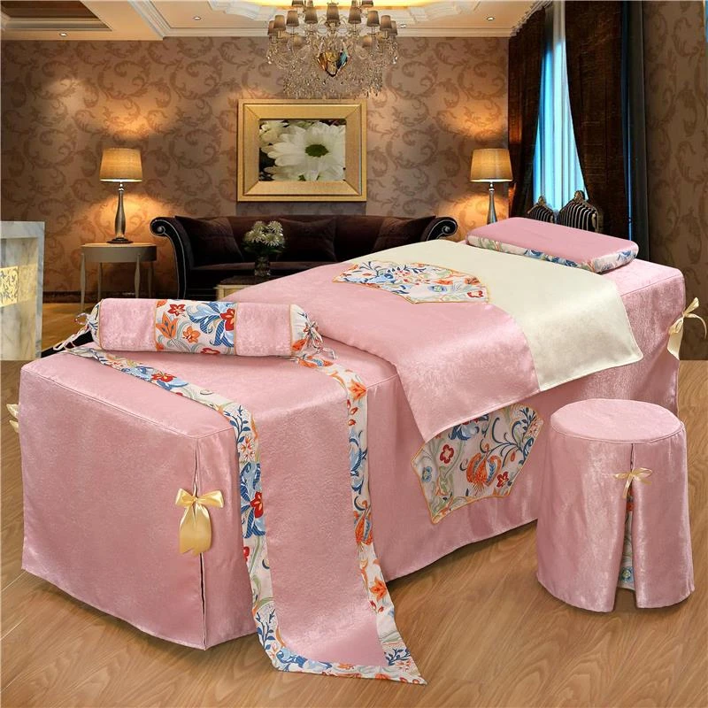 美容床罩四件套按摩推拿理疗床罩四件套被套床罩枕套凳子套