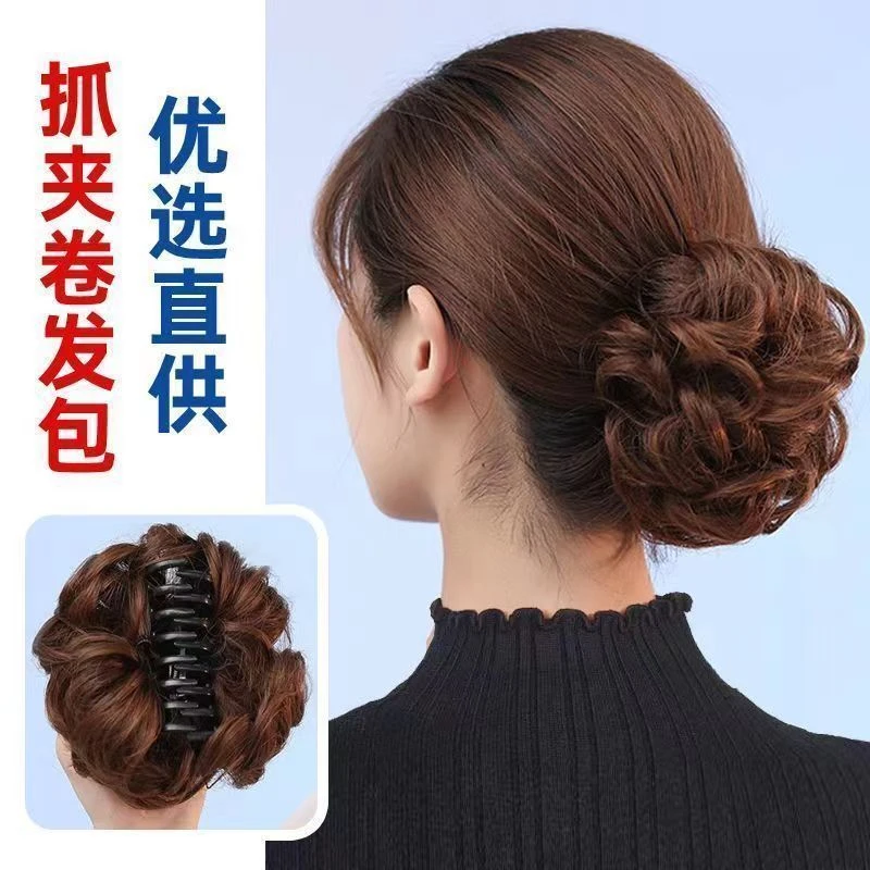 假发女真头发抓夹懒人丸子头卷发圈蓬松夹子高端盘发神器假发花苞