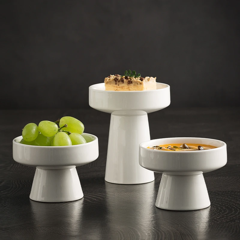 陶瓷点心碗甜品碗冰淇淋碗家用干果盘高脚碗酒店餐厅意境餐具国风