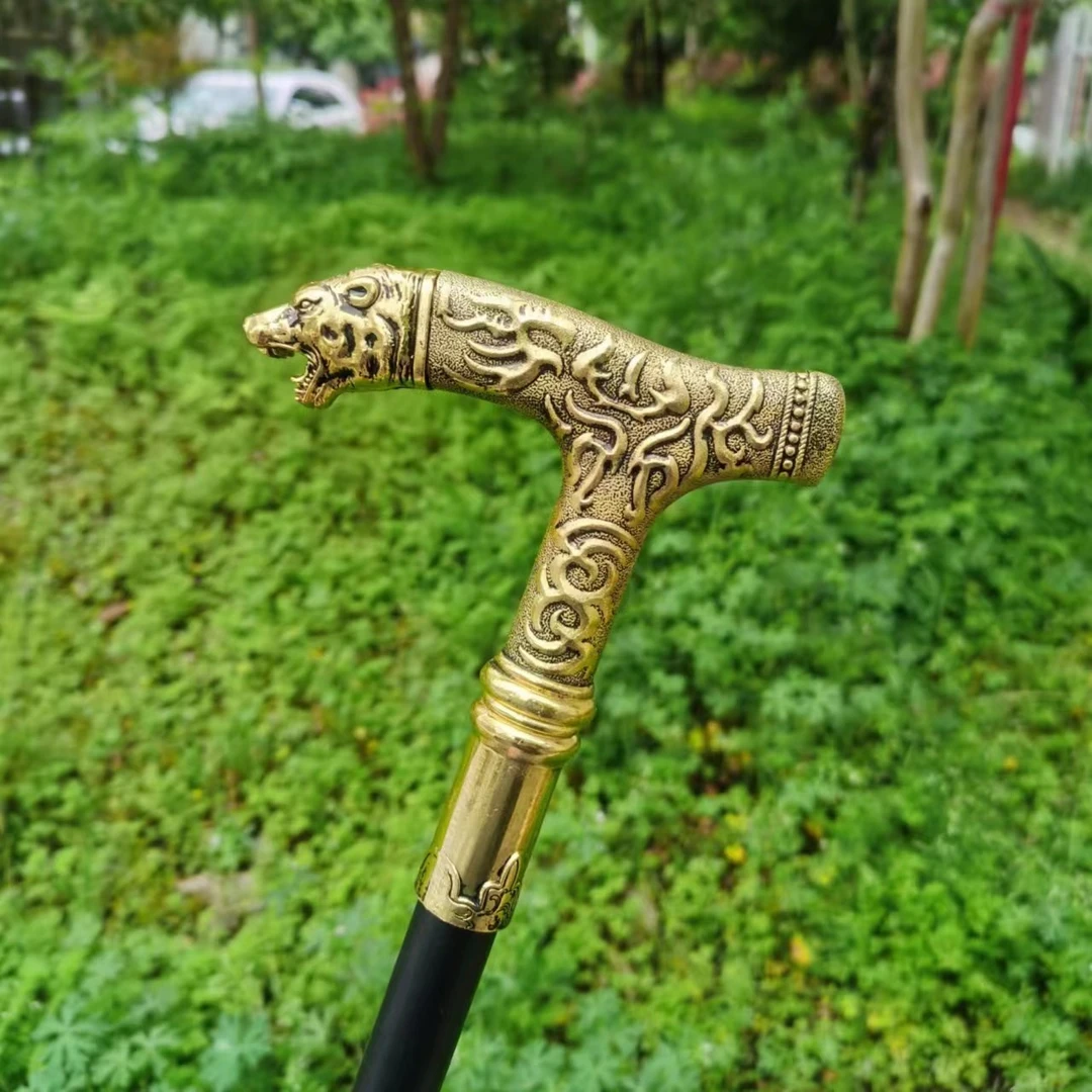 【虎】户外登山杖徒步旅行拐杖野营防滑全金属老人收藏装饰工艺礼品