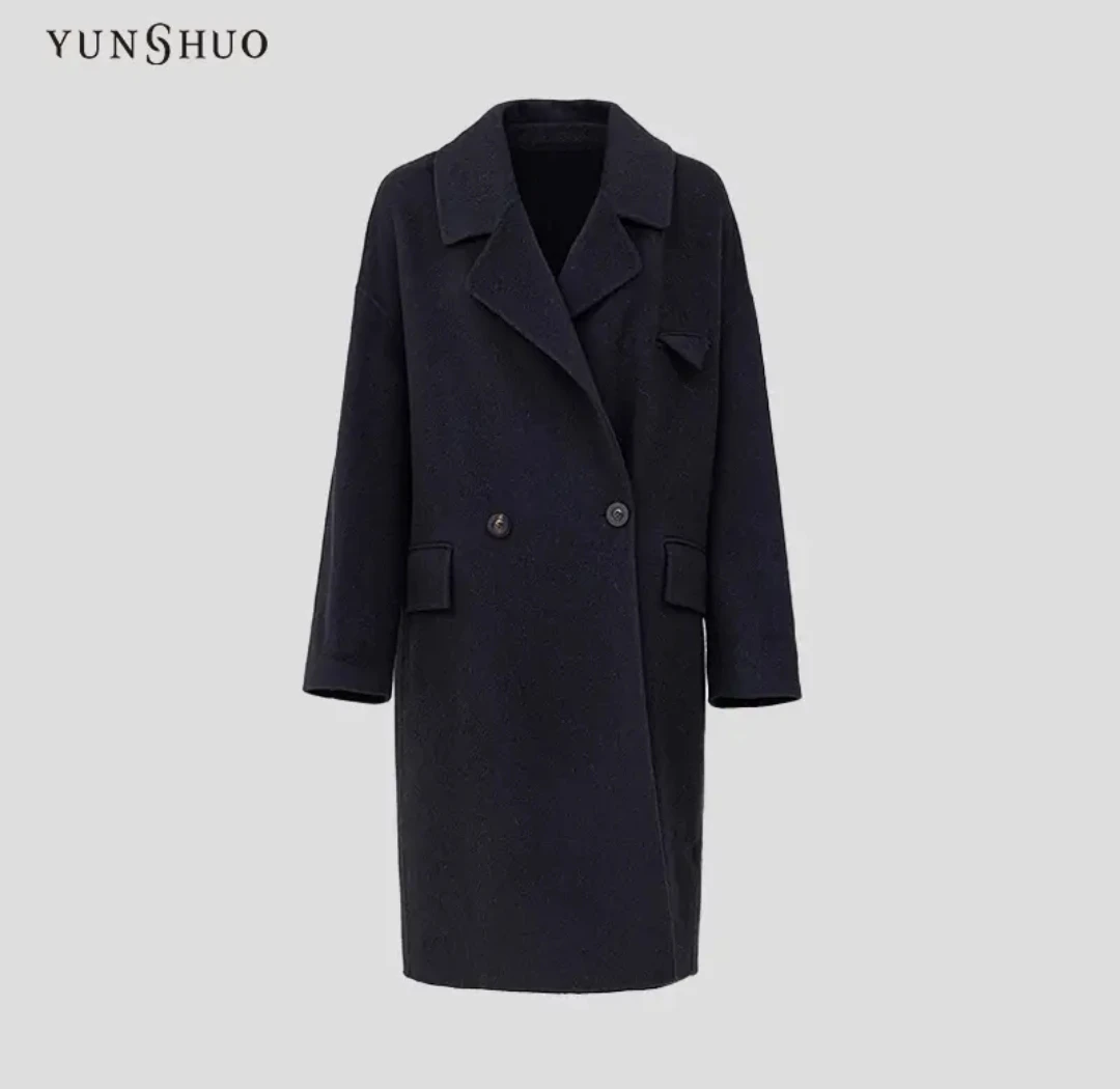 YUNSHUO 新款呢子大衣女中长款宽松显瘦毛呢外套499126