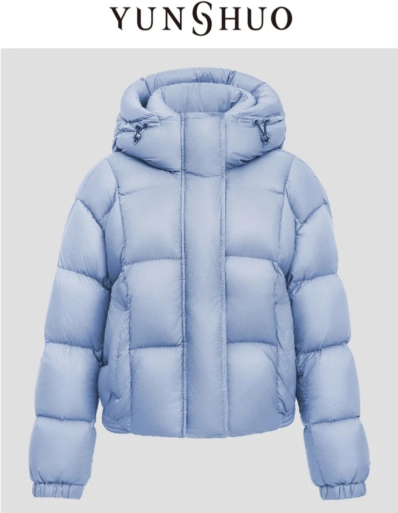YUNSHUO允硕冬季新品时尚90白鸭绒宽款连帽休闲欧包羽绒服815114
