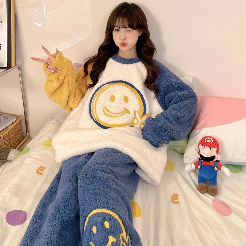 珊瑚绒睡衣女2024年新款秋冬季加厚加肥加大码250法兰绒睡衣套装