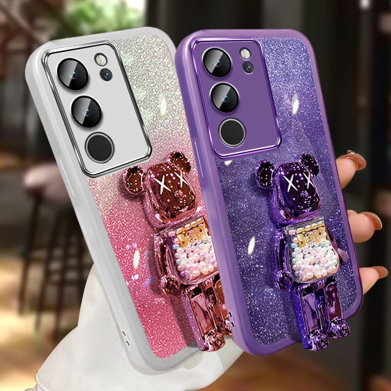 vivos17t手机壳卡通支架V2283A透明外套uiu0s17t镜头保护新款闪粉