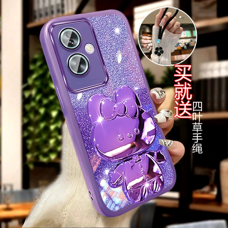 OPPOA2女士手机壳网红支架一体镜子PJB110全包镜头哦坡A2日韩可爱