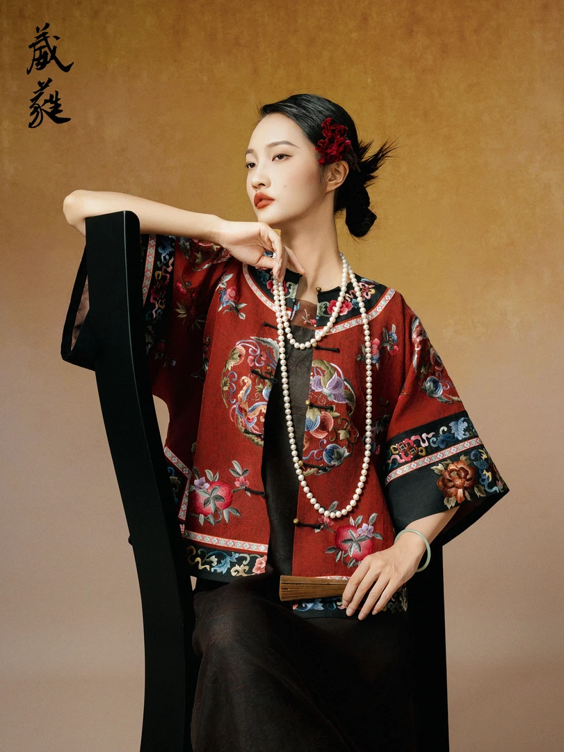 【瓜瓞绵绵】葳蕤香云纱中国风手绣女服上衣（胸围120，衣长64）