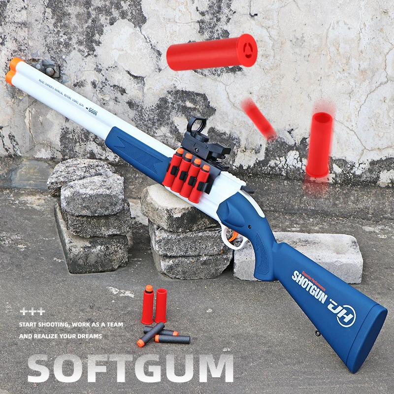 S686软弹枪双管玩具枪手动上膛抛壳喷子来福吃鸡装备男孩玩具礼物