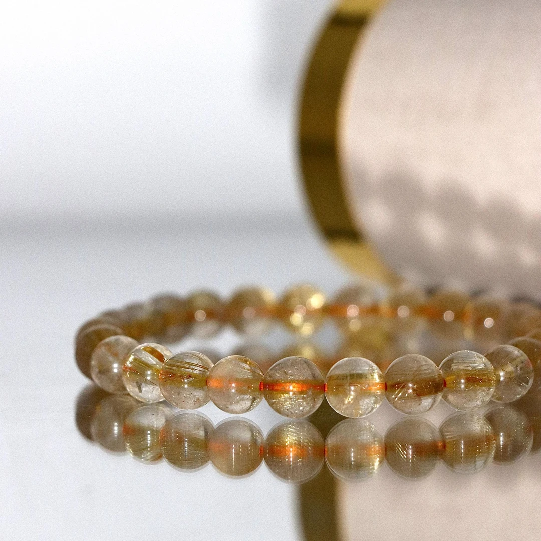 天然老矿钛发晶水晶手串（微棉共生）F9921-尺寸7mm-多样性发一