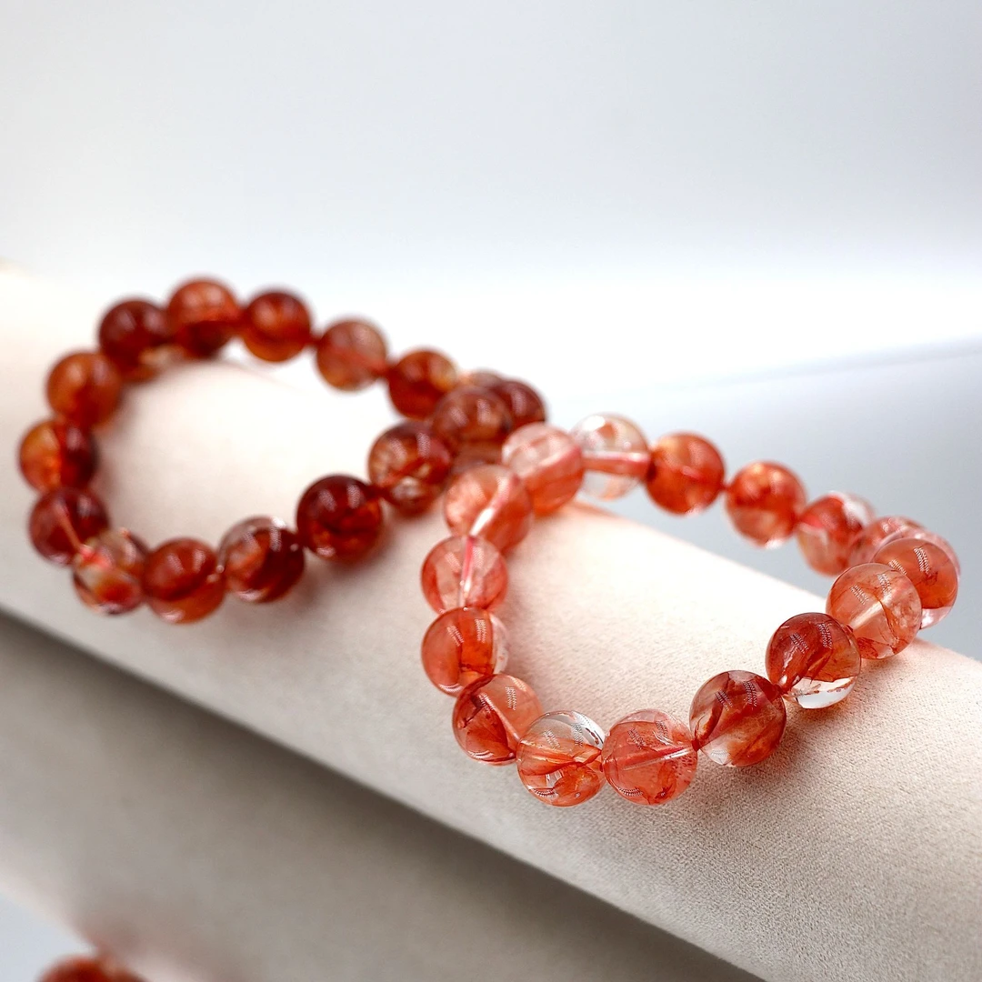 冬季暖系水晶天然红胶花水晶手串J0221-尺寸可选-多样性发一