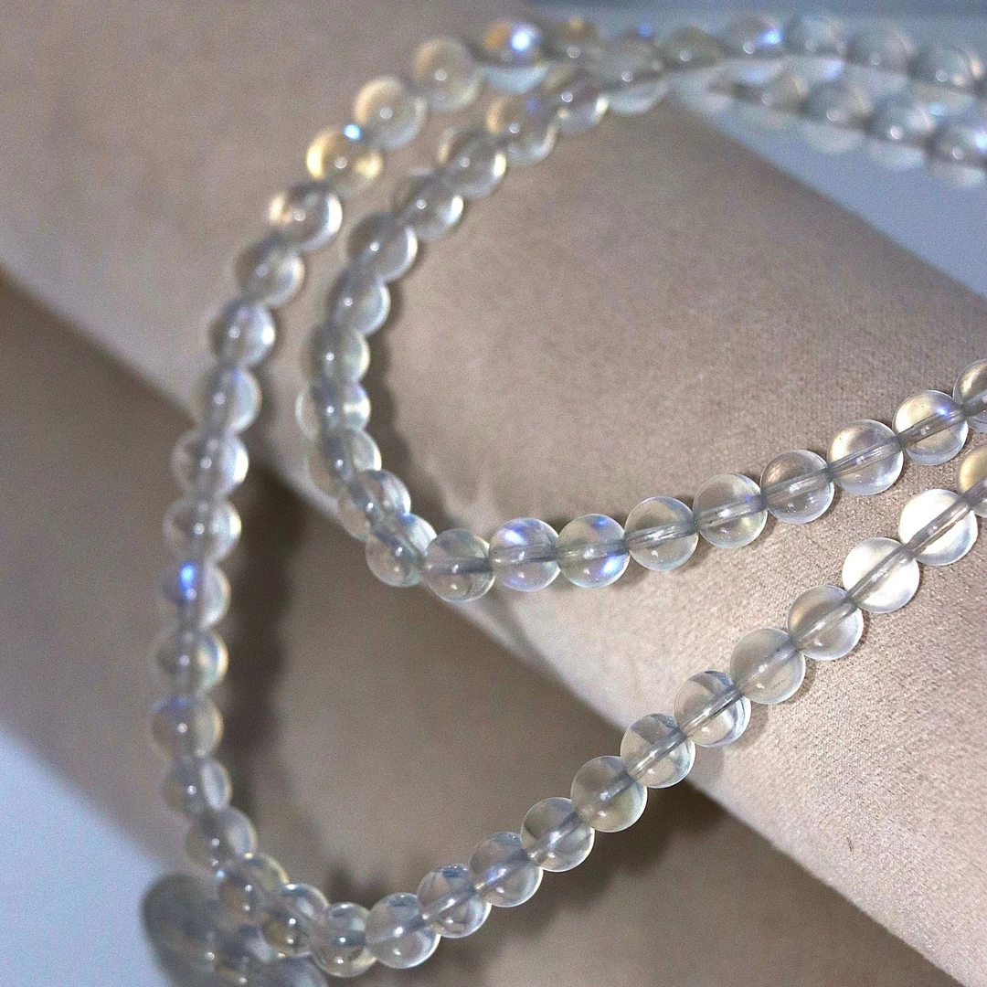 玻璃体天然强蓝光月光石多圈手串G8512-尺寸6mm-多样性发一