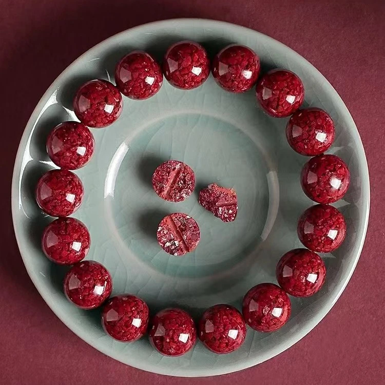 天然辰砂朱砂晶体颗粒手串高含量紫金砂原矿树脂包裹砂KA7633