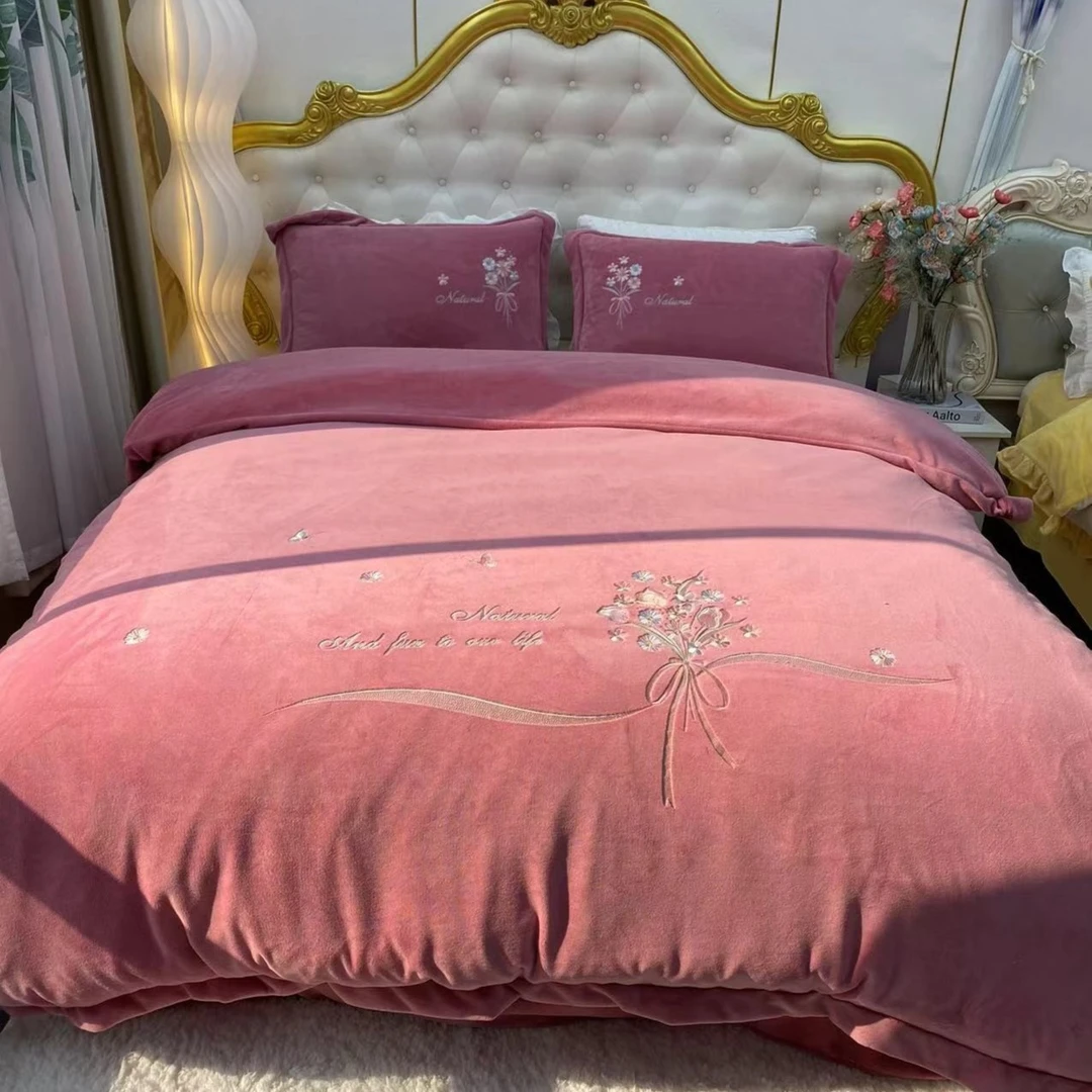 高克重 冬季加厚保暖牛奶绒四件套