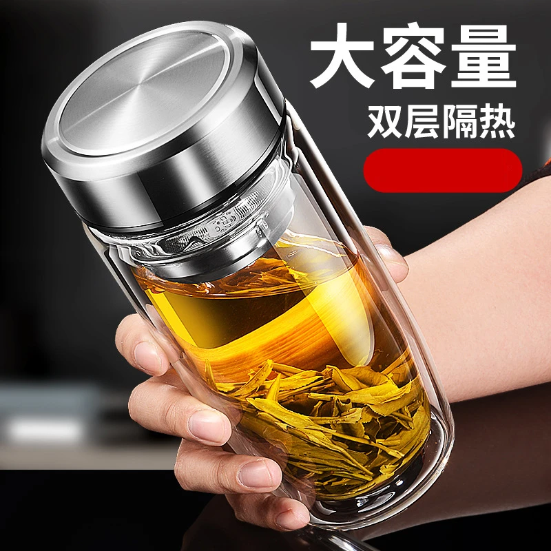 茶杯玻璃双层茶杯家用杯玻璃杯泡茶鹅蛋水杯玻璃杯杯水双层