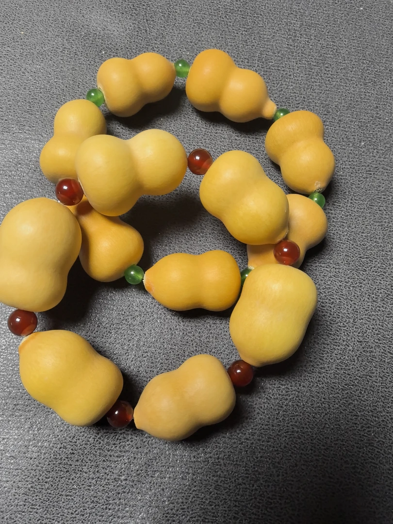 精品天然葫芦手把件草里金情侣手串