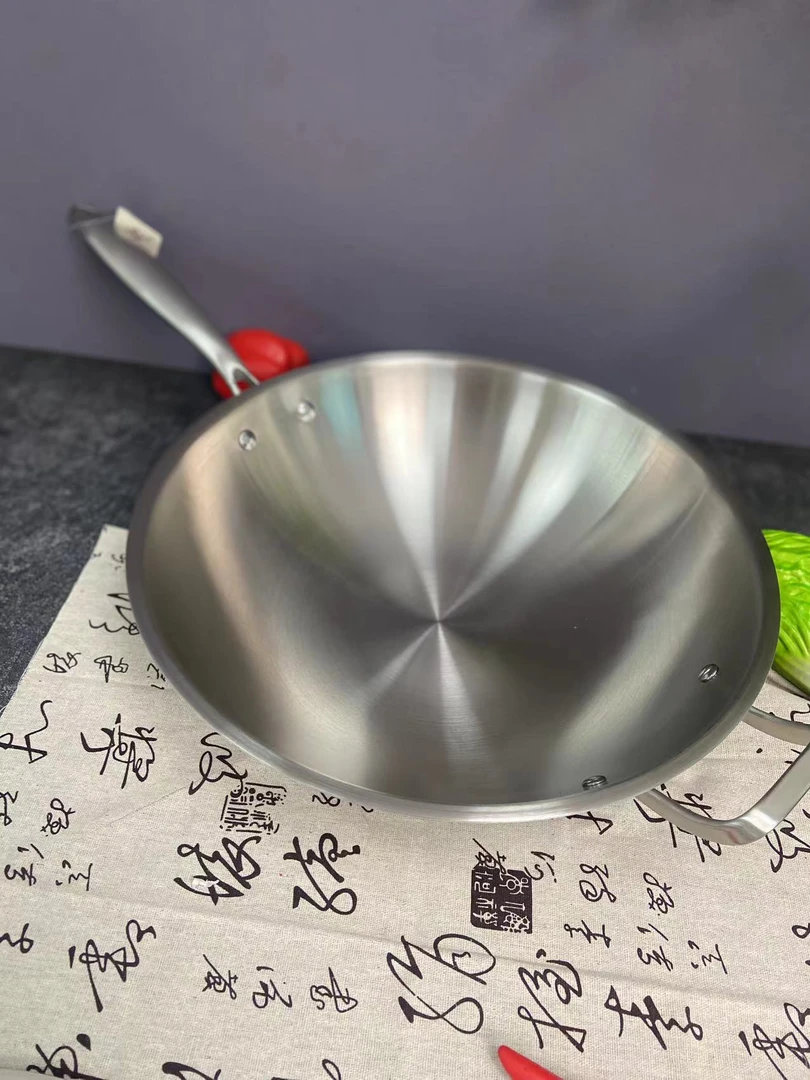 【胖哥粉丝专属】外36内34白板炒锅加附耳加盖大口径多人口家用锅