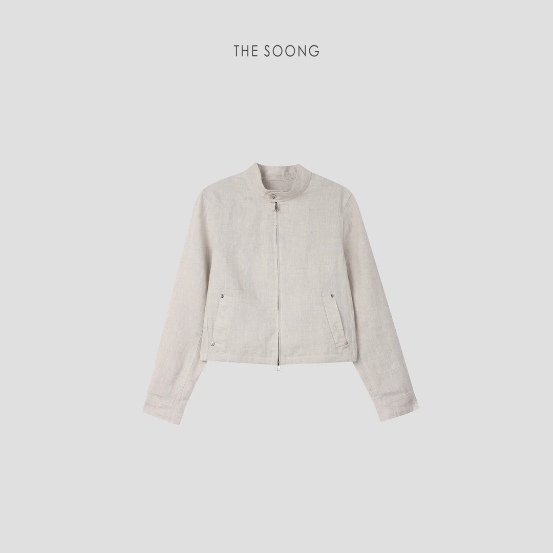 THESOONG|"腔调老钱"100%亚麻复古立领亲肤凉感短外套HBWT4640