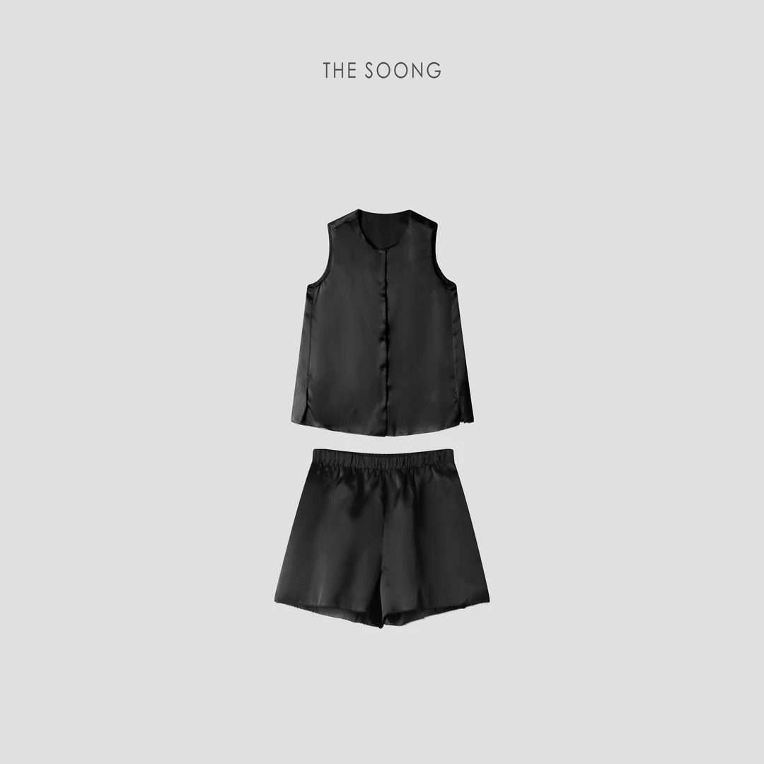THESOONG|14姆米桑蚕丝特种机黑色舒适休闲套装4203/4360
