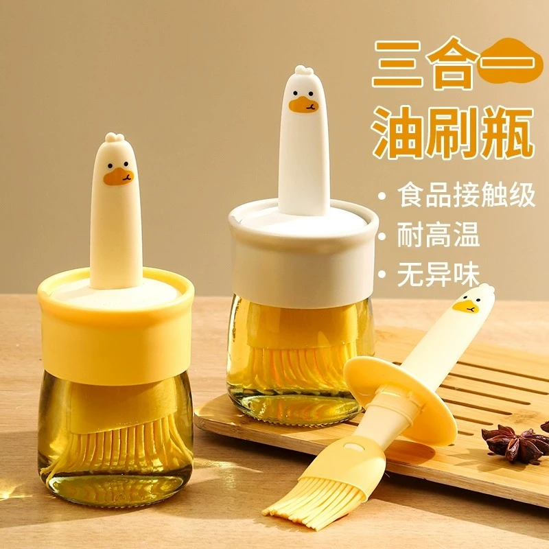 油刷家用耐高温一体玻璃油瓶烧烤烘焙专用食品级厨房刷油硅胶刷子