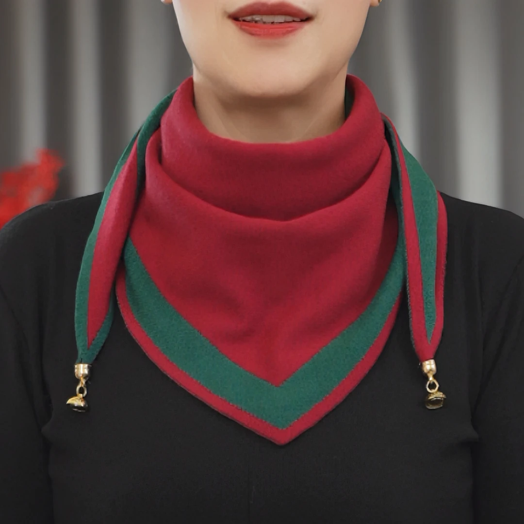 【针织磁扣三角巾】多功能双色百搭针织保暖护颈保暖时尚洋气围巾