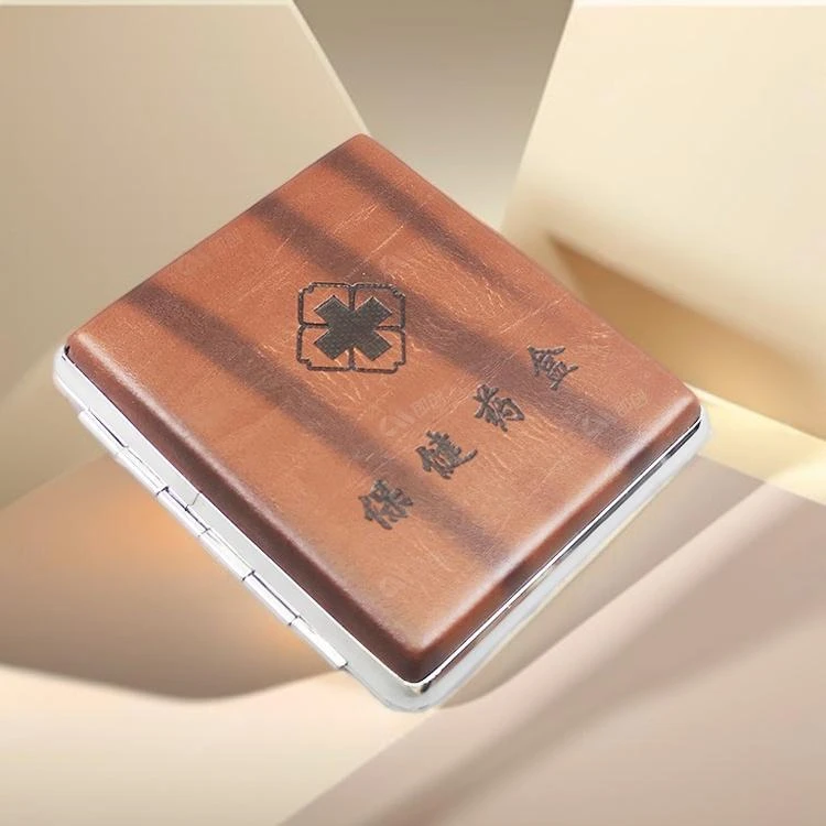 新款大容量金属pu退休干部复古老人外创意出家用个性简约办公药盒