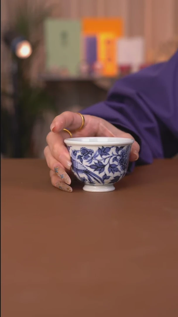 【闪购商品】沐朴元青花牡丹锦鸡单杯