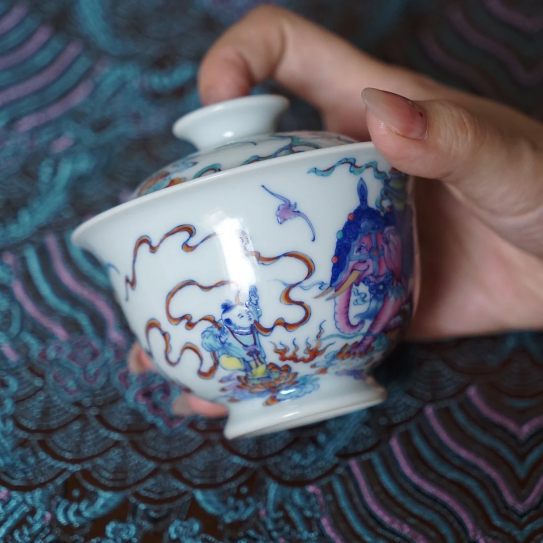 【空山明月】-象神新斗彩盖碗