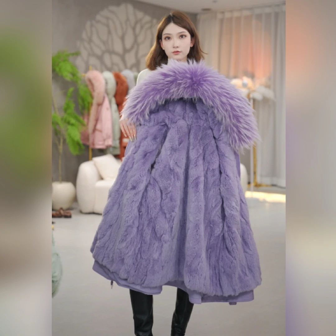 【冰雪女神獭兔毛】冬季时尚新款派克服女装可拆卸