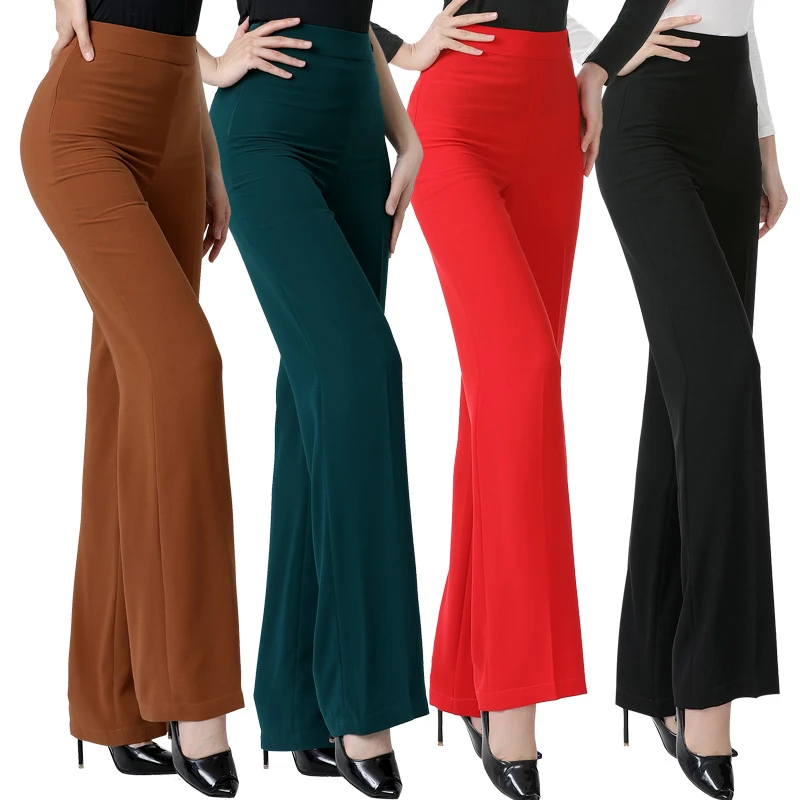 舞蹈裤女裤摩登舞舞蹈高腰拉丁舞交谊舞直筒跳舞薄款女士跳舞裤子