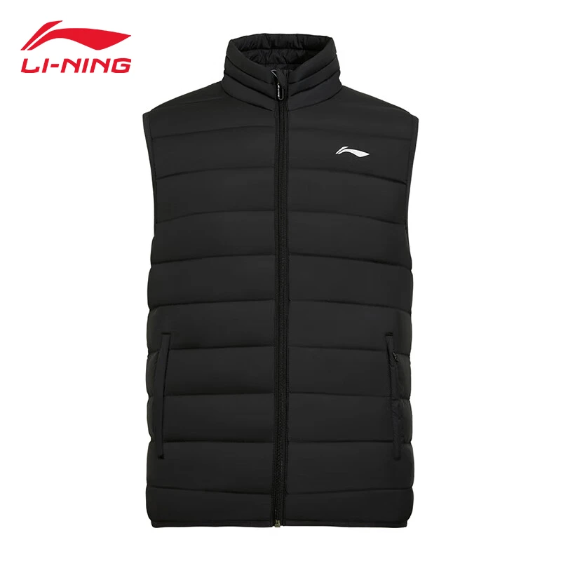 李宁羽绒马甲2024冬季鸭绒保暖轻便正品立领黑色运动服背心羽绒服