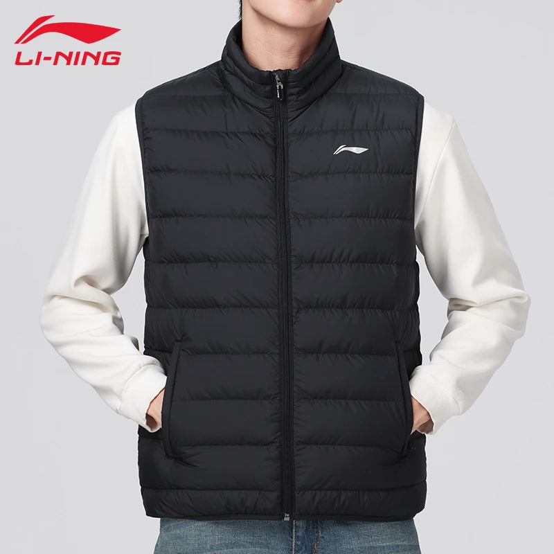 李宁羽绒马甲男士立领2024秋冬保暖轻薄宽松大码运动羽绒背心外套