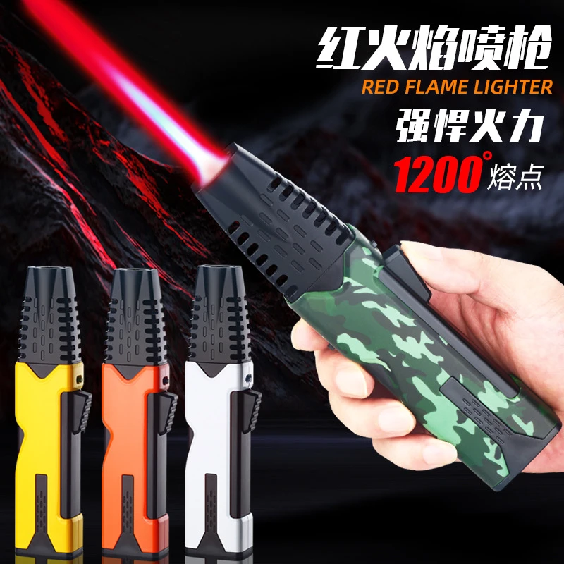 户外迷彩烧烤喷枪厨房点火喷枪充气大火力耐高温直冲打火机强悍