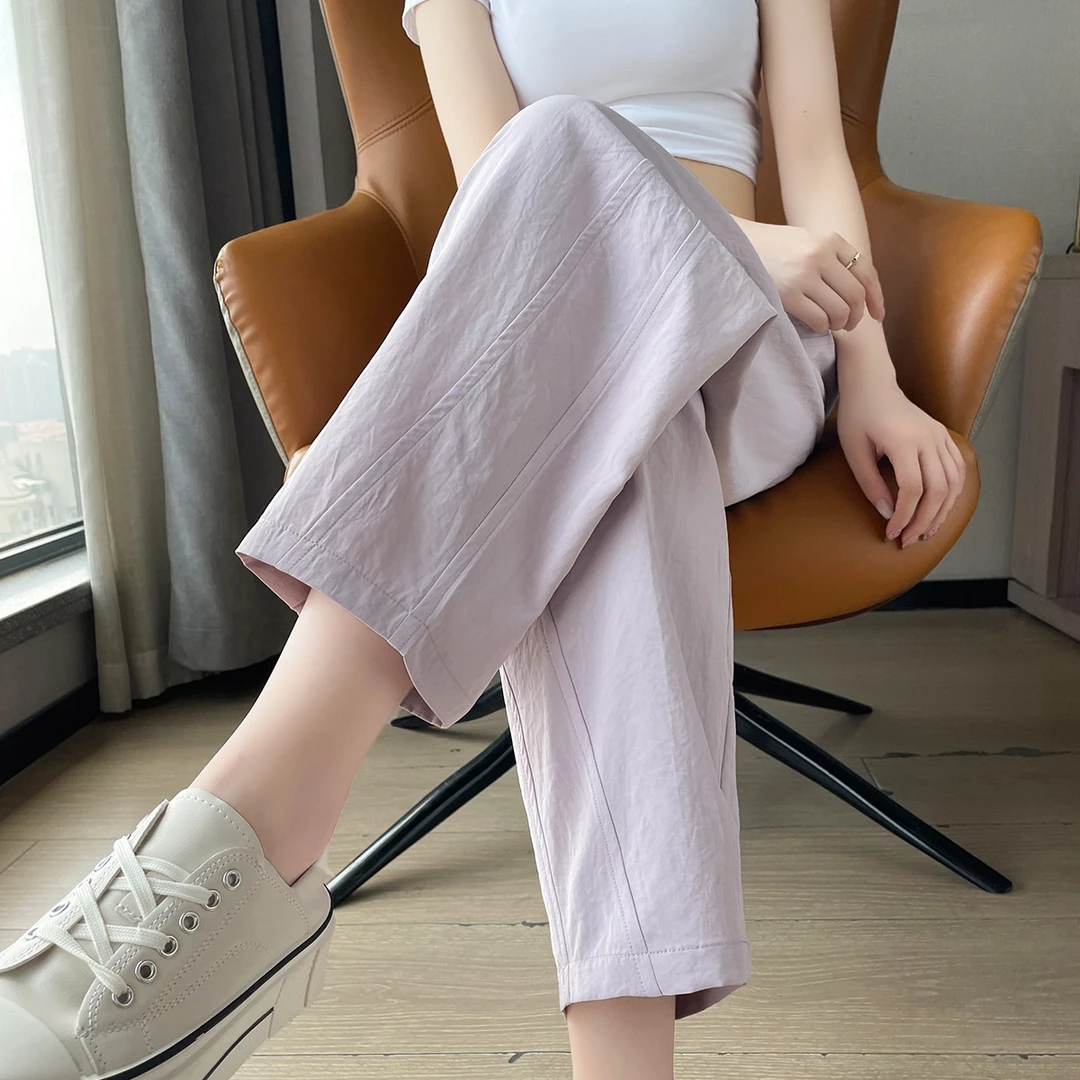 冰丝哈伦裤女夏季薄款高腰显瘦凉凉防晒灯笼裤九分速干八分萝卜裤
