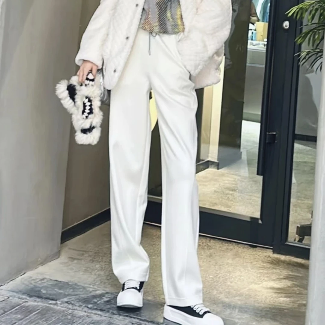 阿玛施AMASS新款零压力时尚简约百搭高腰显瘦香蕉休闲裤女5100519