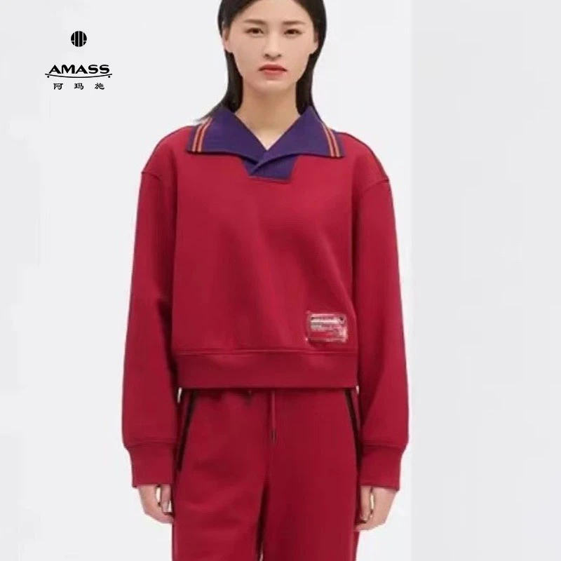 阿玛施AMASS经典百搭时尚简约宽松减龄猫咪精灵长袖卫衣女5300740