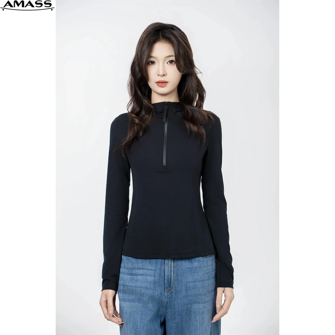 阿玛施AMASS新款简约时尚百搭休闲质感穿搭长袖连帽卫衣女5301062