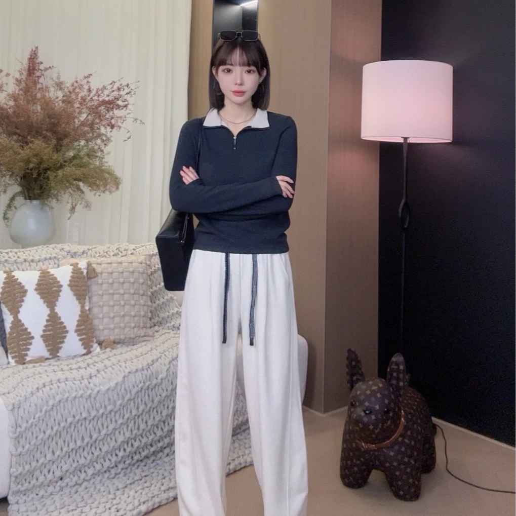 Nana-原创设计师 新款时尚百搭潮流半拉链打底衫#NN5830