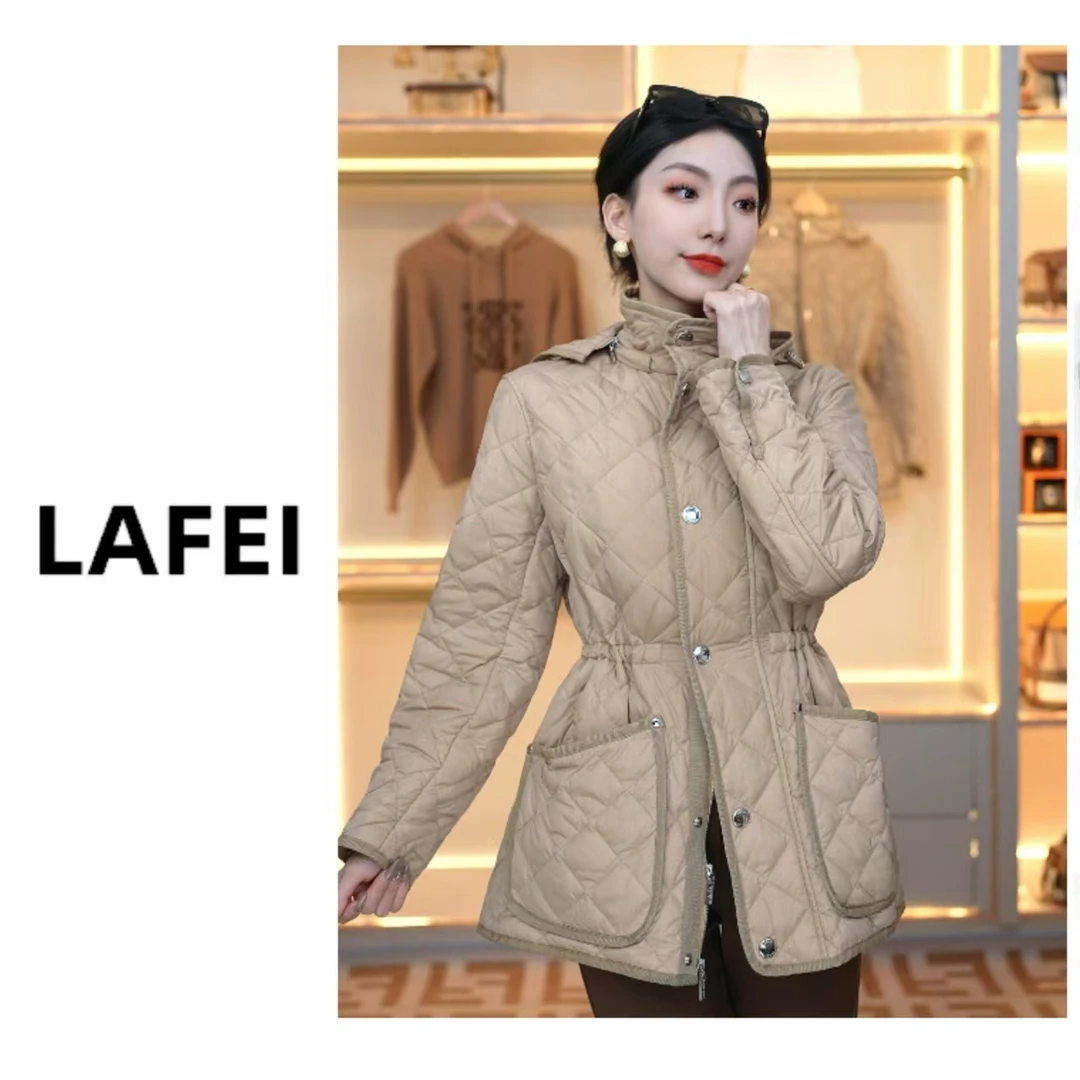 秋冬棉衣保暖连帽菱格加厚棉服女款气质