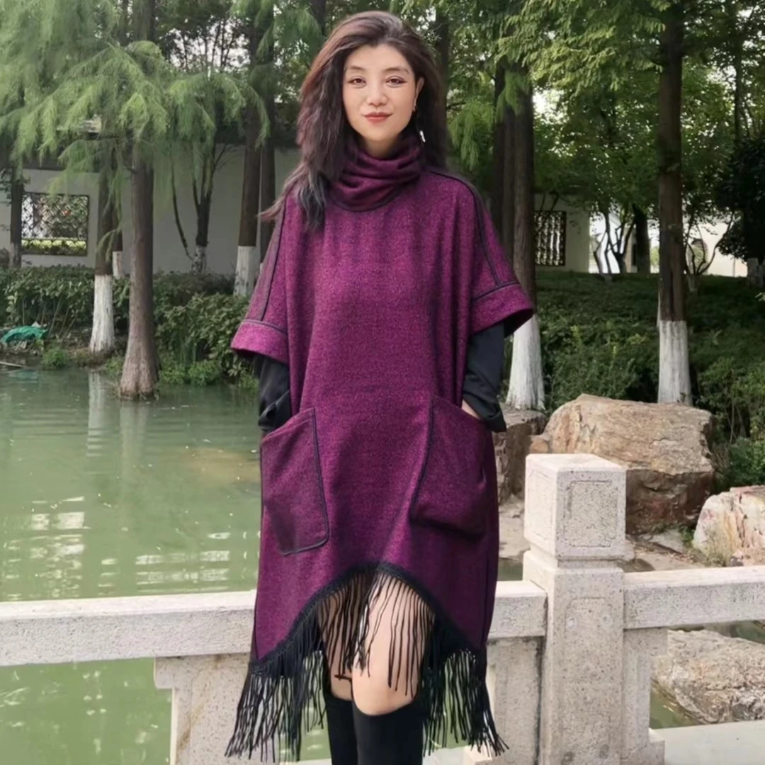 2023篱君原创小众设计宽松拼色紫色加厚时尚双面穿外套847