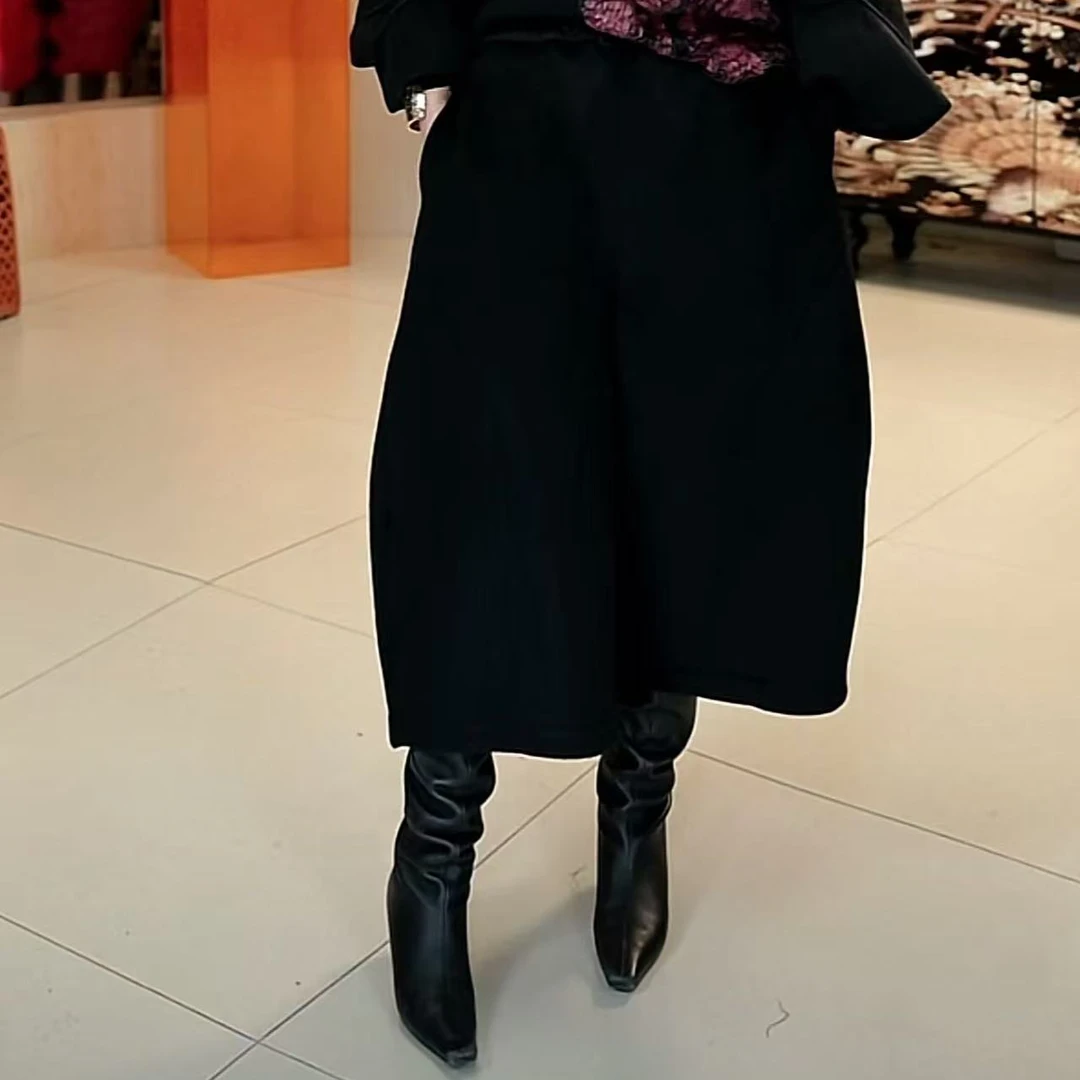 1119篱君冬季绵羊毛国风花苞裤